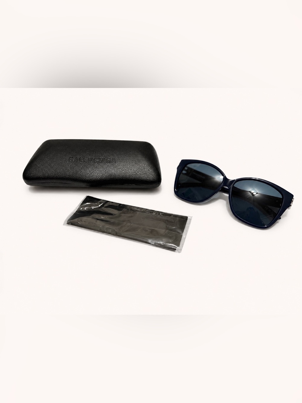Balenciaga Navy Blue Oversized Women's Sunglasses with Black Case